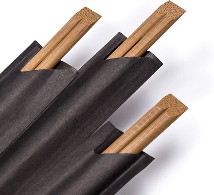 Customized Individual Open Or Full Paper Wrap Disposable Bamboo Chopsticks Biodegradable Carbonized Bamboo Chopsticks